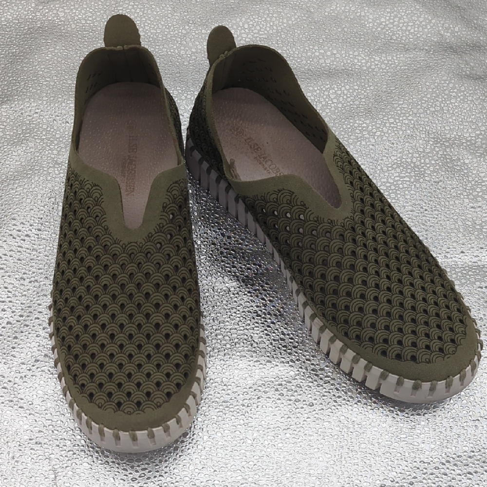 Ilse Jacobsen Hornback Tulip Womens Size EUR 38 Comfort Flat Olive Green Shoes N